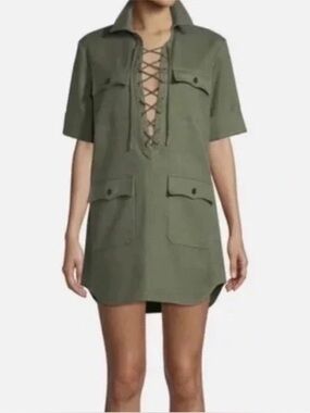 Zadig & Voltaire Record Brode Tigre Cotton Dress Green Small